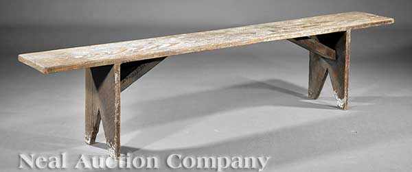 Appraisal: An American Southern Pine Painted Bench th c single plank