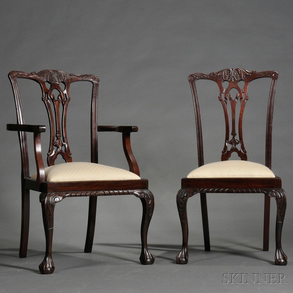 Appraisal: Eight Georgian-style Mahogany Dining Chairs early th century two armchairs