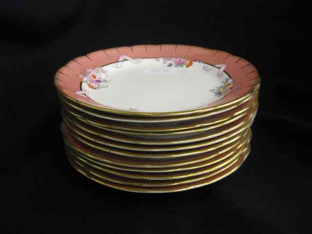 Appraisal: Fenton Bone China Salad Plates floral with peach gold trim