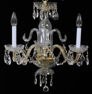 Appraisal: THREE-LIGHT CRYSTAL CHANDELIER H DIA Having three scroll form arms