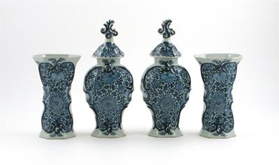 Appraisal: A pair of Dutch Delft vases and covers and a