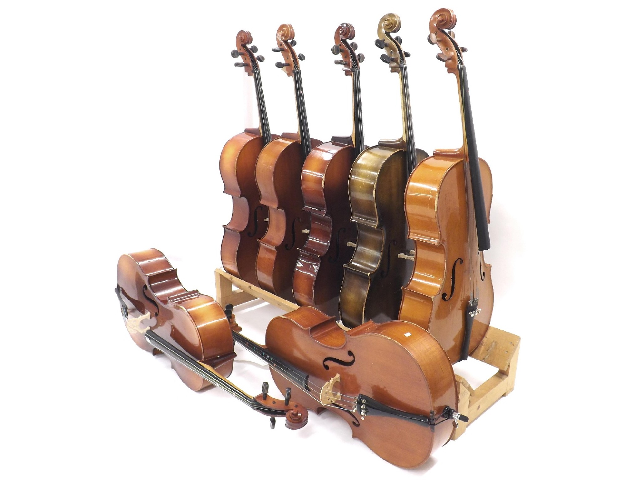 Appraisal: Seven various contemporary full size student quality violoncellos