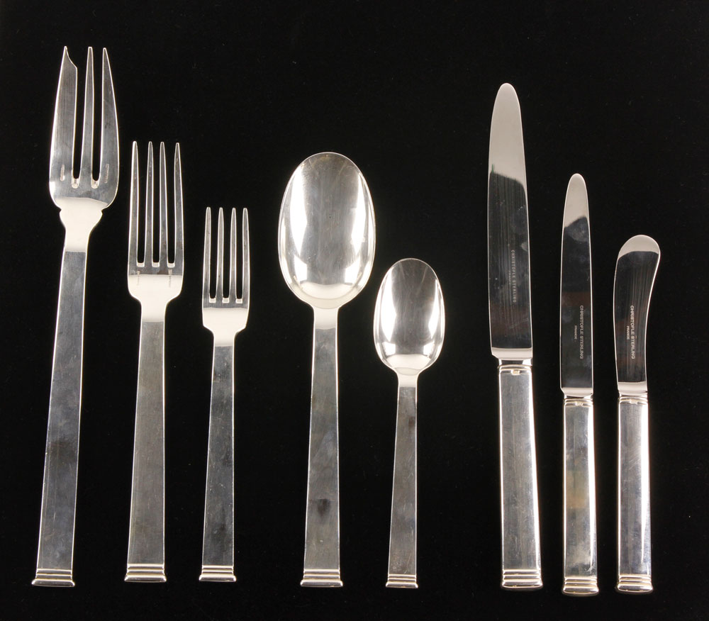 Appraisal: A - Christofle Sterling Flatware Set Christofle sterling flatware service