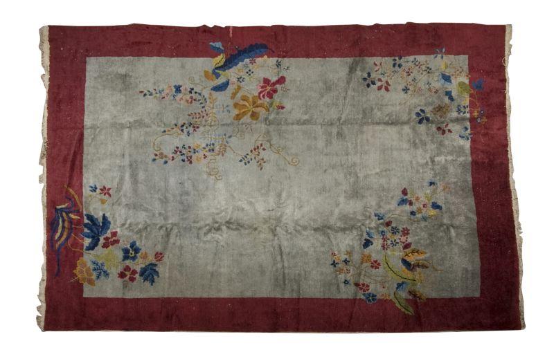 Appraisal: Chinese Room Size Rug ca grey field with multi-color clusters