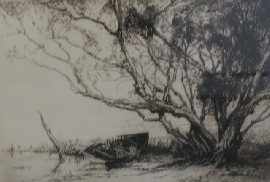 Appraisal: Morgan Squire Ti Trees etching mounted framed and glazed signed