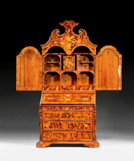 Appraisal: BUREAU CABINET known as a trumeau Baroque Rome circa Walnut