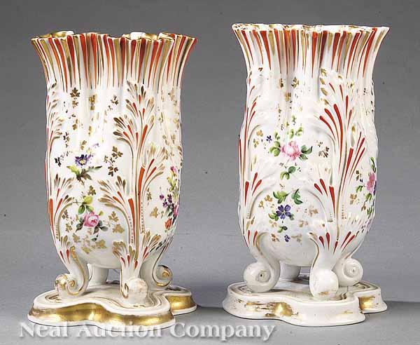 Appraisal: A Pair of Continental Polychrome and Gilt Porcelain Garniture Vases