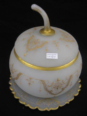 Appraisal: Opaline Art Glass Covered Punchbowl with undertray gold decoration