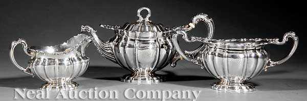 Appraisal: A Gorham Sterling Silver Tea Set including teapot open sugar