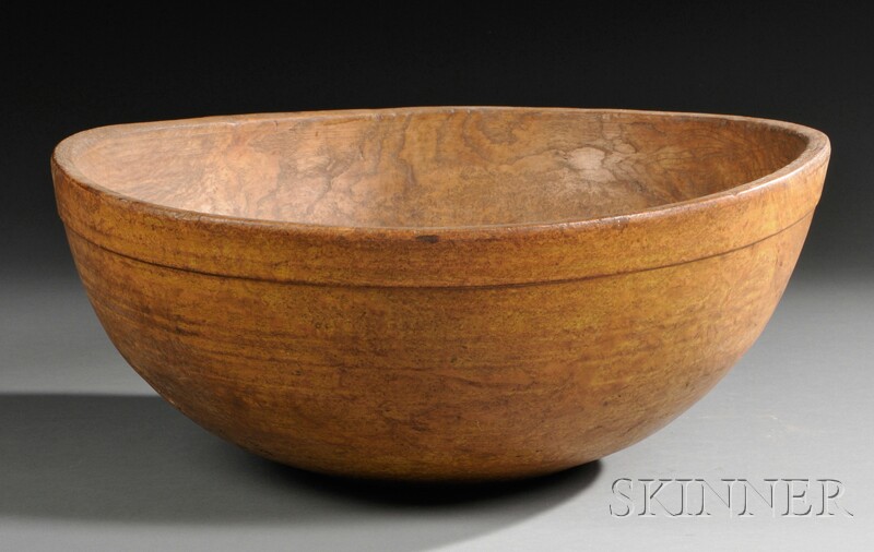 Appraisal: Large Turned Ash Burl Bowl with turned collar ht dia