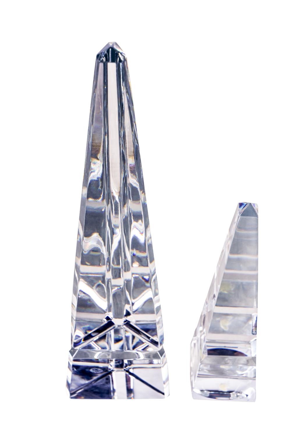 Appraisal: TWO BACCARAT CRYSTAL OBELISKSeach with Baccarat mark to underside Condition