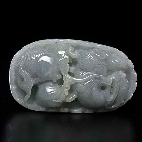 Appraisal: Chinese Jadeite Lotus and Fish Carving Chinese th century A