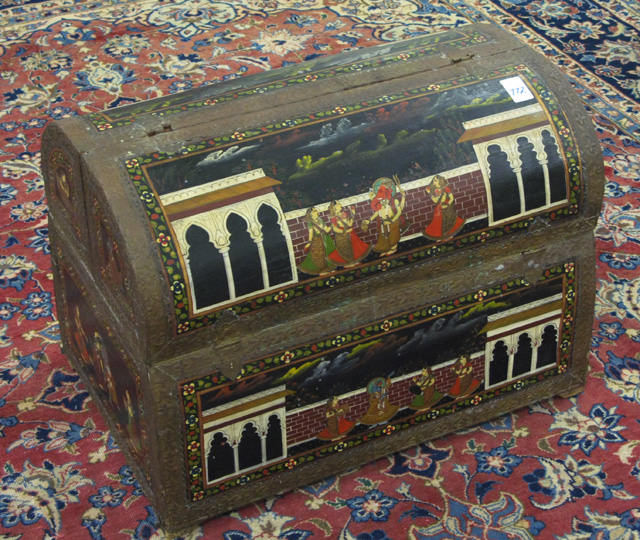 Appraisal: NORTH INDIAN DOME-TOP TRAVEL TRUNK Rajasthan th century elements restored