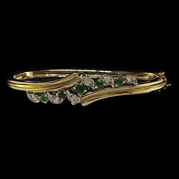 Appraisal: k Emerald and Diamond Bracelet k yellow gold emerald and