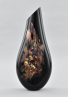 Appraisal: A Contemporary Art Glass Vase Blown in clear over black