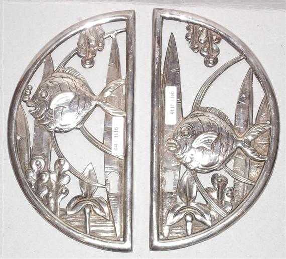 Appraisal: FRENCH PAIR OF LOCK PLATES Art Deco circa Silvered bronze