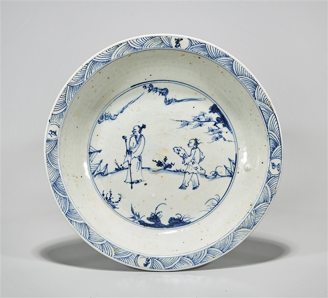 Appraisal: Chinese blue and white porcelain charger with figural motiif D