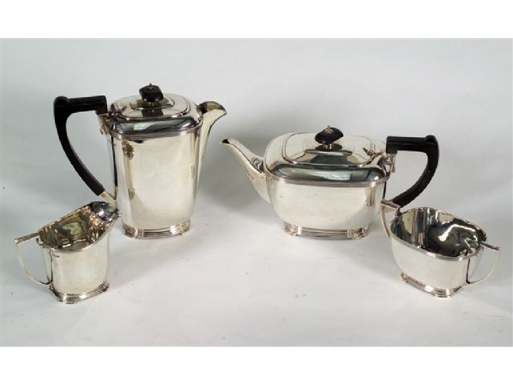 Appraisal: FOUR-PIECE SILVER TEA AND COFFEE SERVICE Sheffield comprising teapot coffee