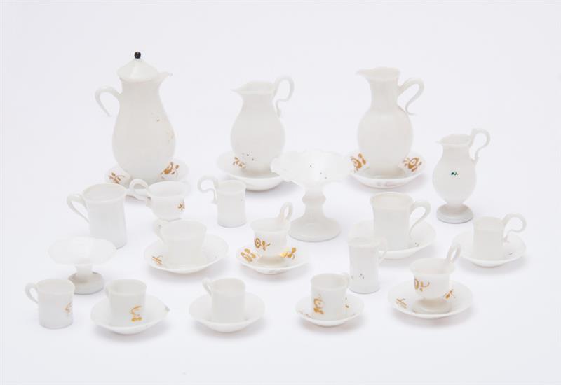 Appraisal: Group of Miniature Milk Glass Table Articles Including a coffee