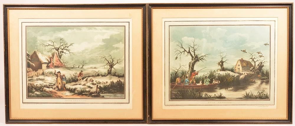 Appraisal: Snipe and Duck Shooting Hand Colored Prints THOMAS ROWLANDSON -