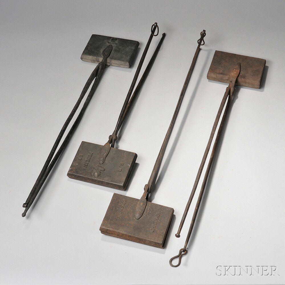 Appraisal: Four Wrought and Cast Iron Waffle Irons Connecticut early th