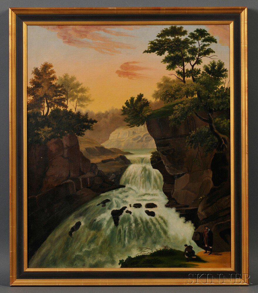 Appraisal: American School th Century Two Figures Beside Kaaterskill Falls in