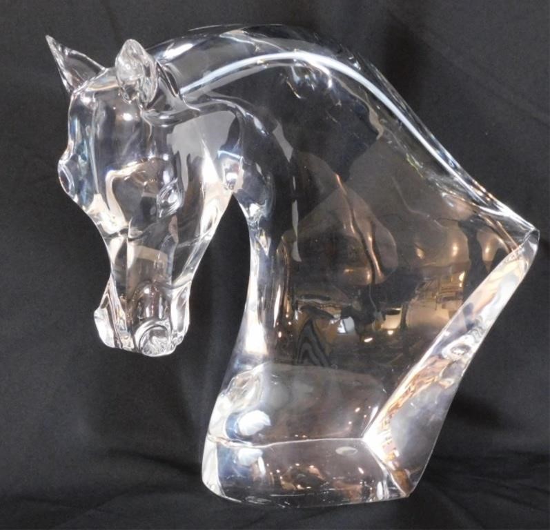 Appraisal: LALIQUE GLASS CRYSTAL HORSE HEAD SCULPTURE Marked Lalique France on