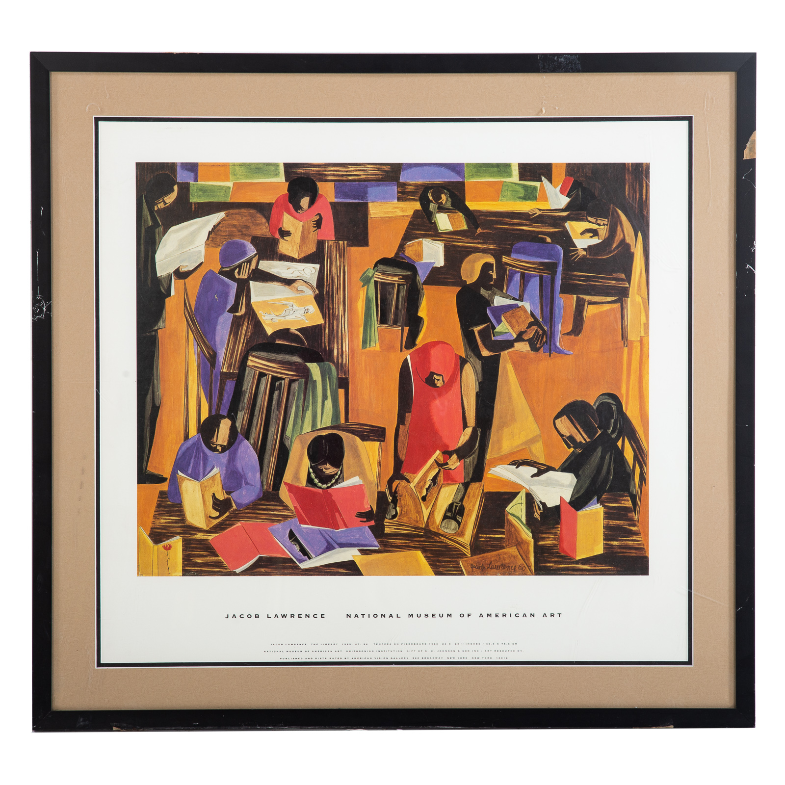 Appraisal: JACOB LAWRENCE THE LIBRARY OFFSET LITHOGRAPH American - Offset lithograph