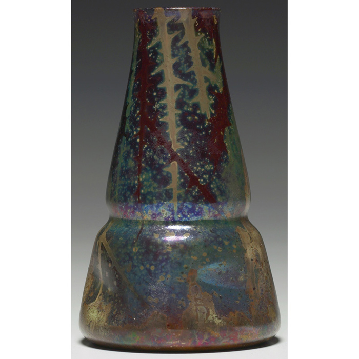 Appraisal: Clement Massier vase double gourd form with organic designs in