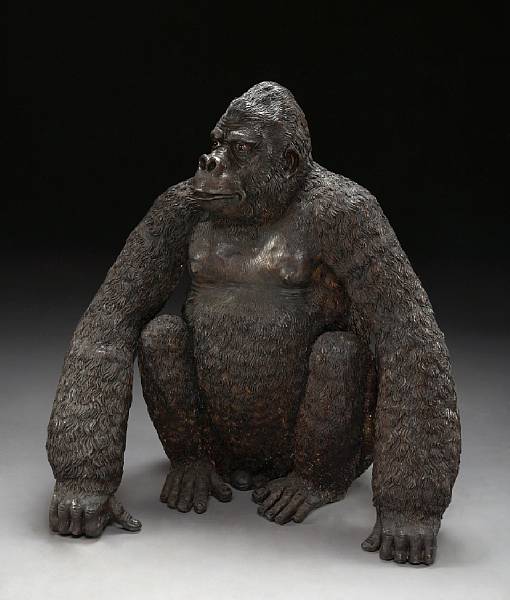 Appraisal: A patinated bronze figure of a gorilla The noble beast