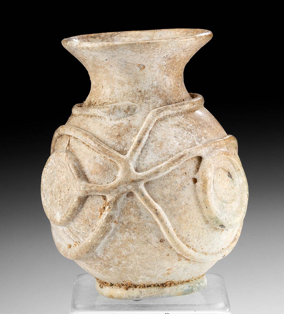 Appraisal: Sasanian Islamic Glass Jar w Applied Trails Ancient Near East