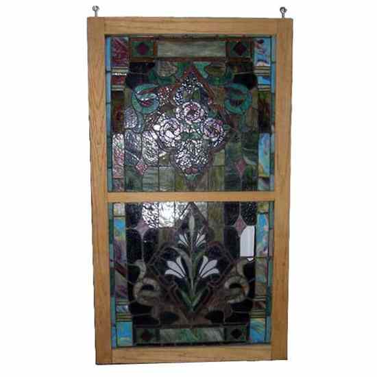 Appraisal: An American Victorian Stained Opalescent Glass Window circa having a