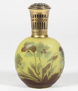 Appraisal: Galle cameo glass 'Lampe Bergere' having a silvered and gilt