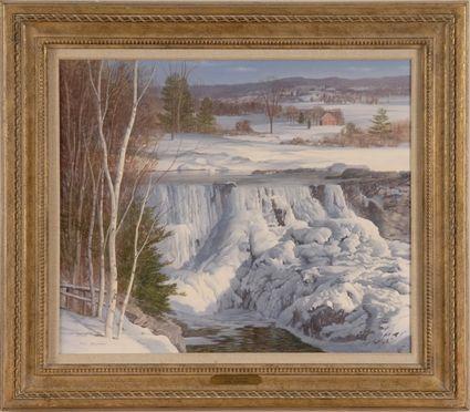 Appraisal: CARL WUERMER - FROZEN WATERFALL Oil on canvas x in