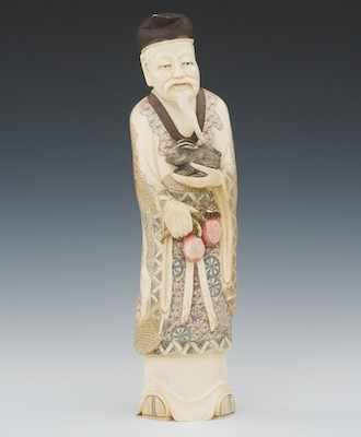 Appraisal: A Carved Ivory of a Scholar with A Rabbit Chinese