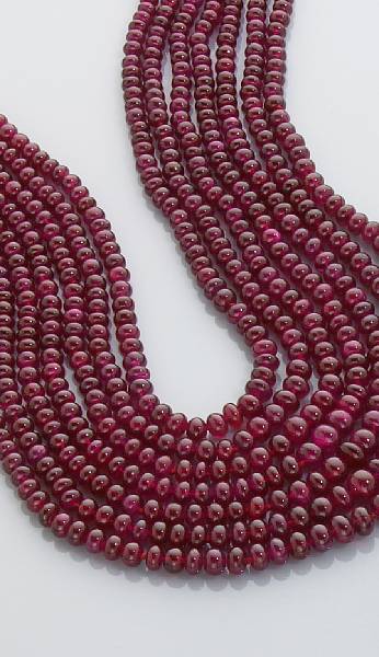 Appraisal: Ruby and Gold Necklace Burma Long considered the locality producing