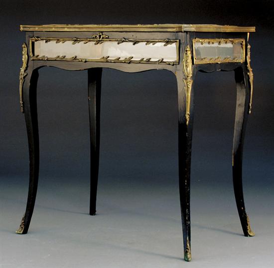 Appraisal: Louis XVI style boulle and black-lacquered vitrine th century shaped