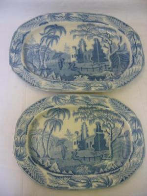 Appraisal: A PAIR OF DAVENPORT POTTERY MEAT PLATES of oval form