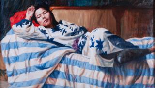 Appraisal: Laurie Harden Oil on Board Repose Laurie Harden New Jersey