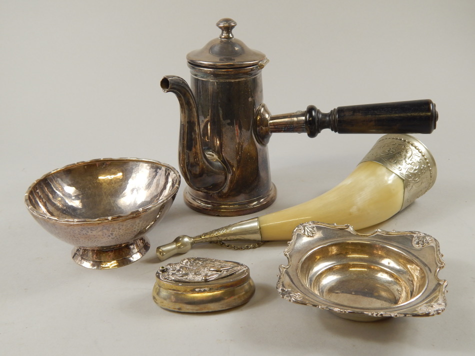 Appraisal: A collection of silver plate etc to include a hammered