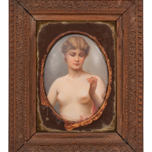 Appraisal: A German Painted Porcelain Plaque after Friedrich Paul Thumann German