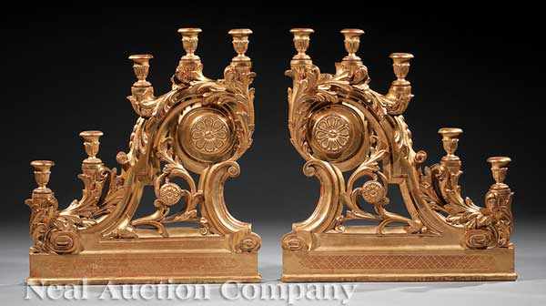 Appraisal: A Pair of Italian Rococo-Style Carved and Gilded Five-Light Altar