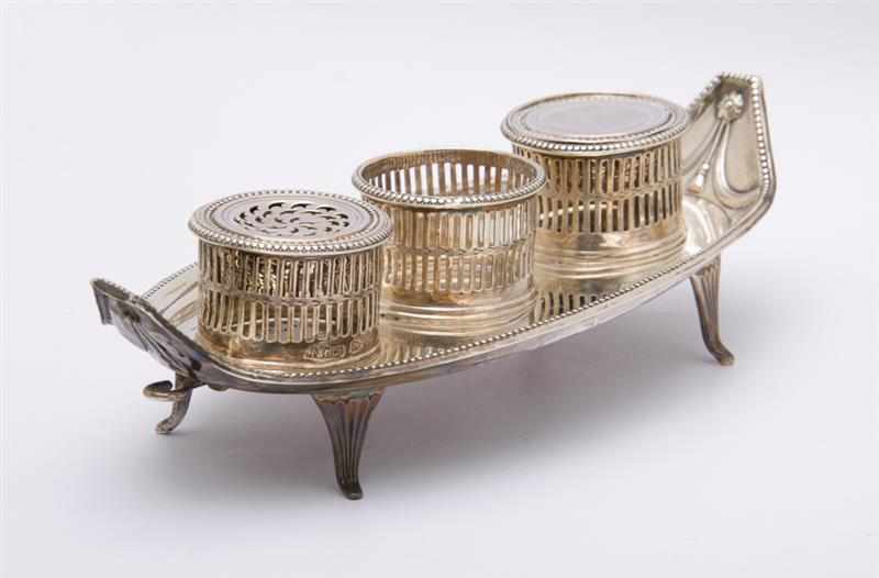 Appraisal: ENGLISH SILVER INKSTAND IN THE GEORGE II STYLE N J