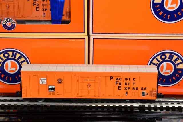 Appraisal: LIONEL BOXCARS AND FREIGHTSix identical PFE mechanical reefer painted orange