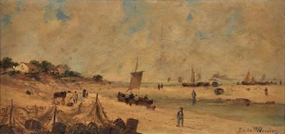 Appraisal: Attr Emile Louis Vernier French - Coastal scene Oil on