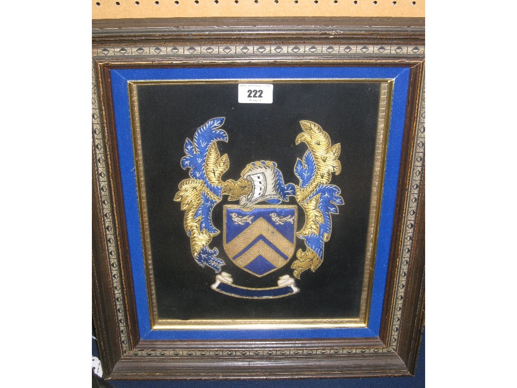 Appraisal: Framed armorial plaque