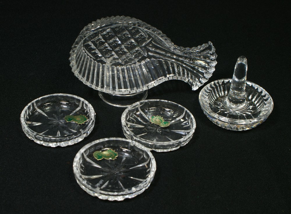 Appraisal: Pieces of Waterford Crystal including coasters round ring holder pineapple