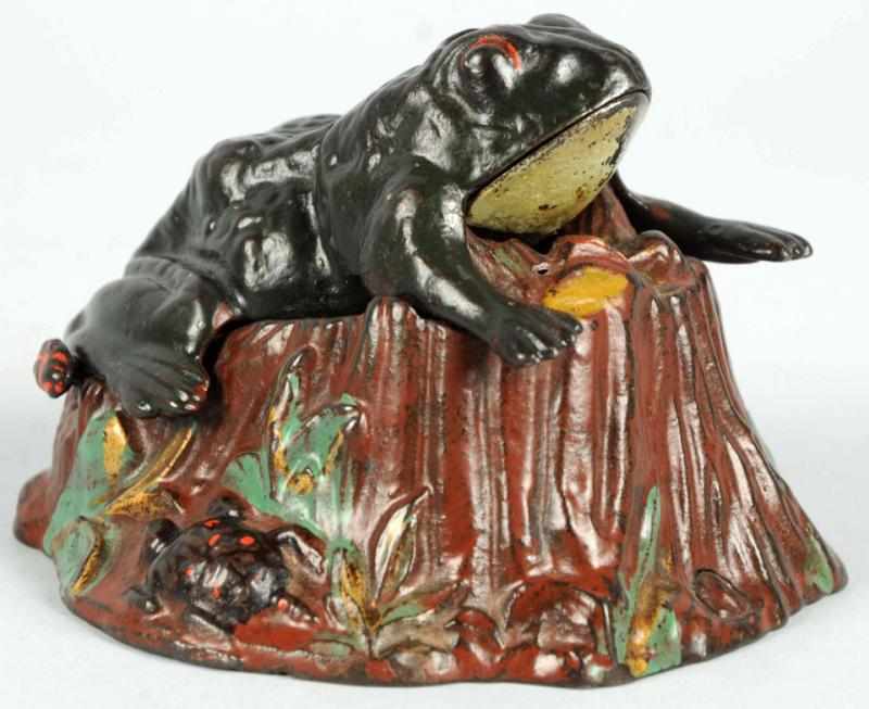 Appraisal: Cast Iron Toad on Stump Mechanical Bank Manufactured by J