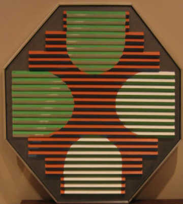 Appraisal: BUD LEWIN AMERICAN Op-art construction an octagonal painted wood composition