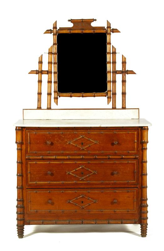 Appraisal: - Faux Bamboo Dresser Dresser faux bamboo with marble top